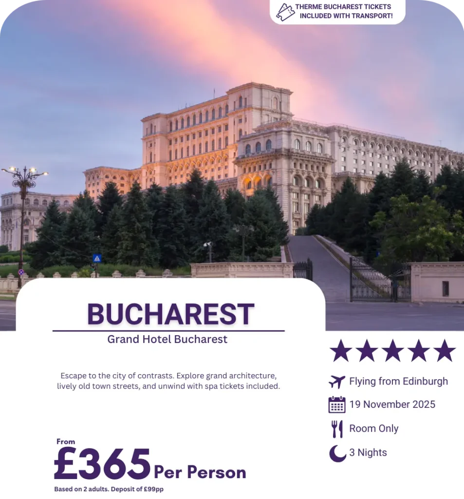 Grand Hotel Bucharest with surrounding historic architecture