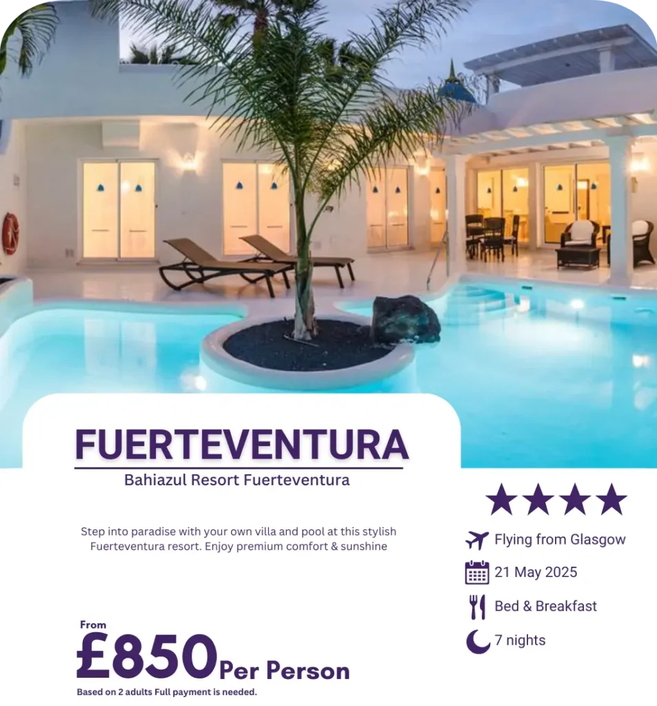 Bahiazul Resort Fuerteventura with private villa and illuminated pool area