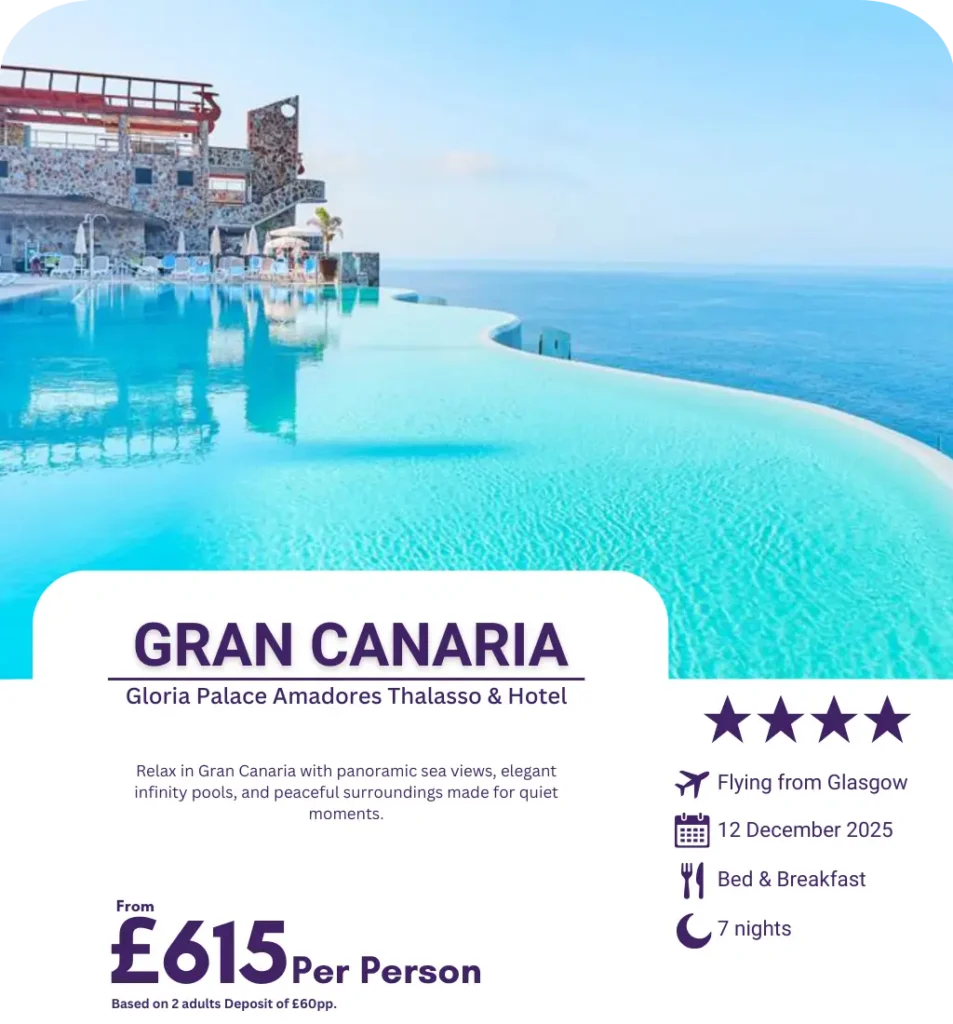 Infinity pool with ocean views at Gloria Palace Amadores in Gran Canaria