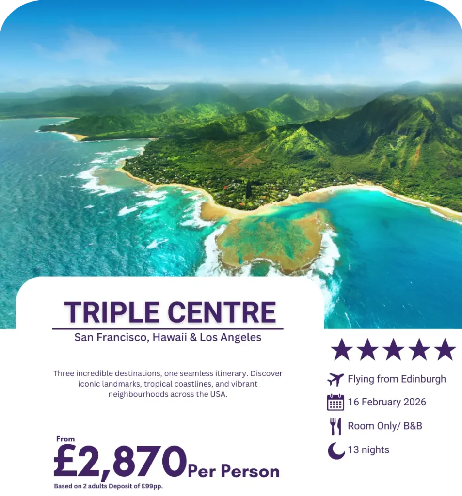 Hawaiian coastline featured in USA triple centre holiday itinerary